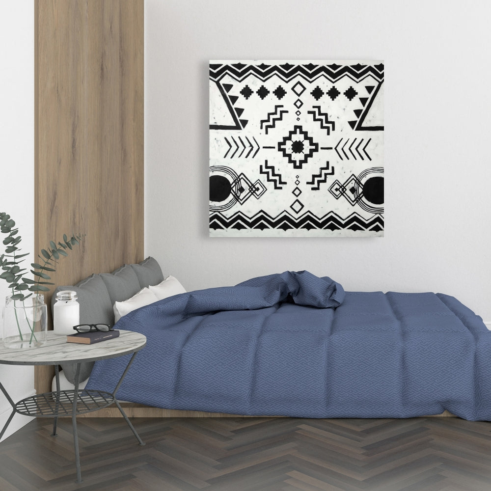 Toile blanche à motifs ethniques bohèmes - Décoration d'intérieur et de salon