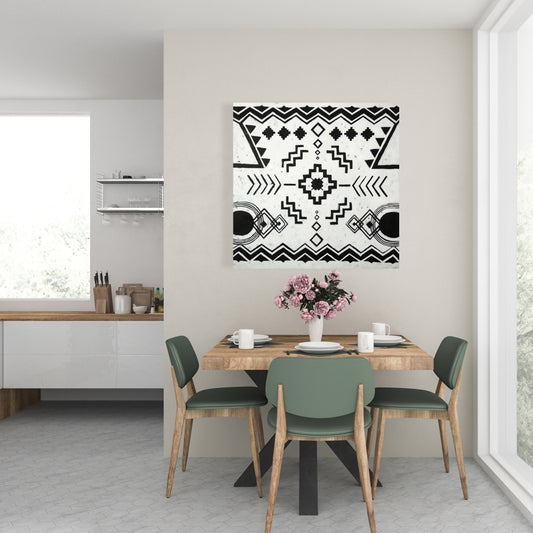 White Bohemian Ethnic Pattern Canvas - Home Decor Livingroom