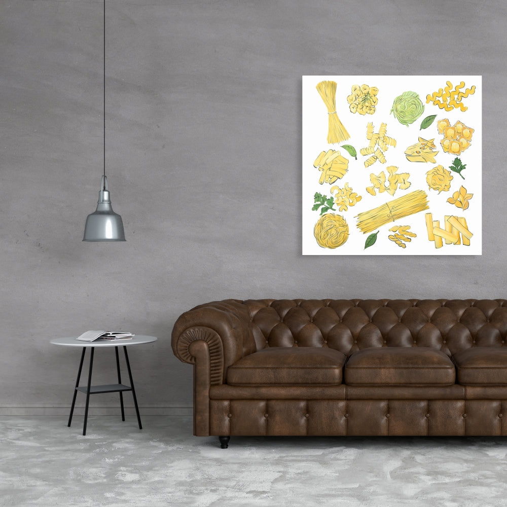 Various Pasta Illustrative Canvas - Vibrant Home Decor Art