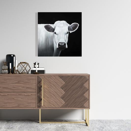White Cow Kitchen Canvas | Home Decor | Animal Art Print