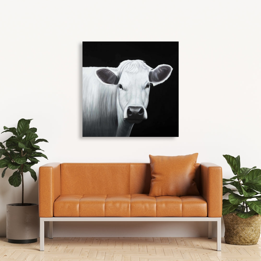 White Cow Kitchen Canvas | Home Decor | Animal Art Print
