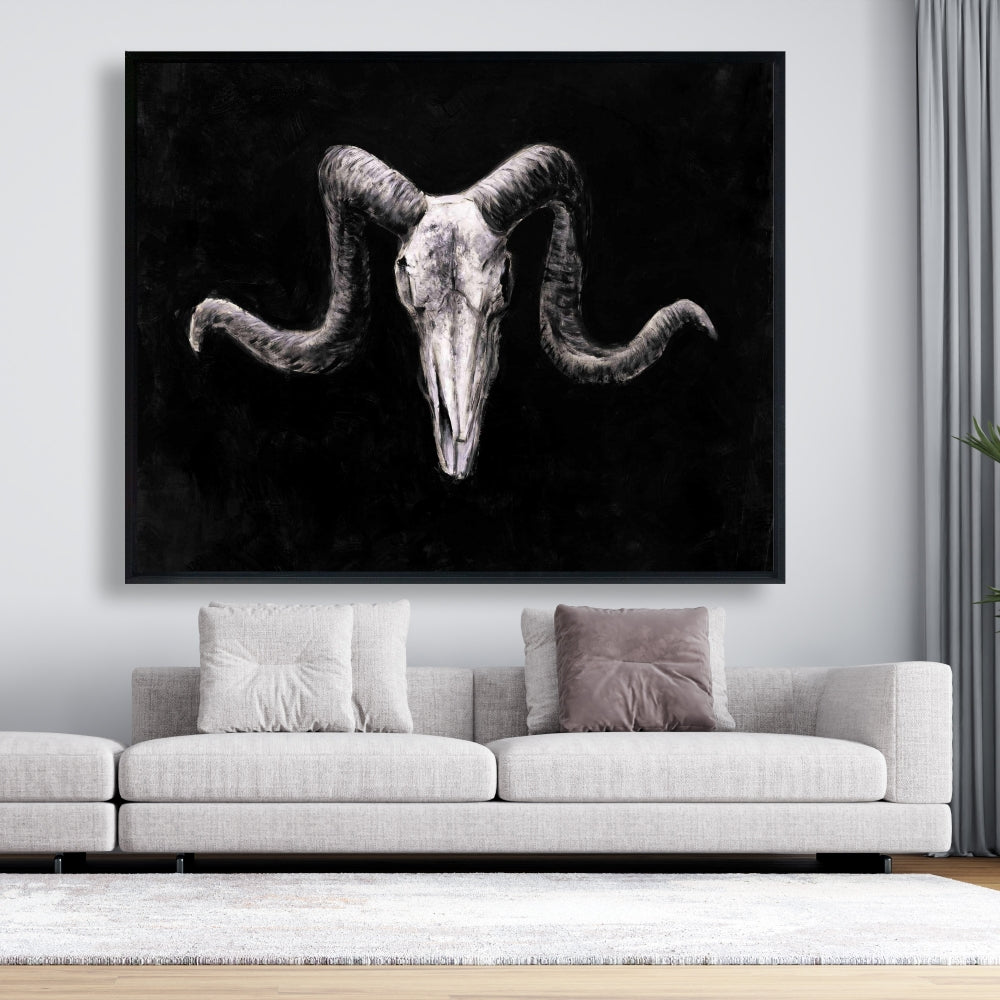 Gray Animals Bedroom Canvas - Skeleton Skulls Grunge Decor