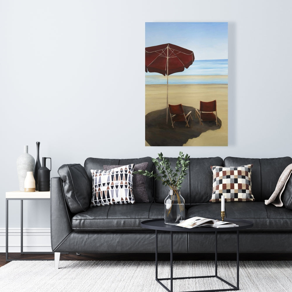 Coastal Sea Red Canvas - Relax at the Beach Home Decor