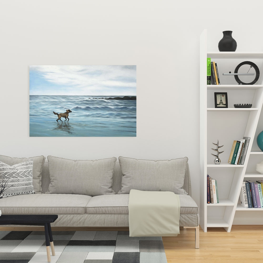 Dog on the Beach Marine Canvas | Home Decor Beach Animals