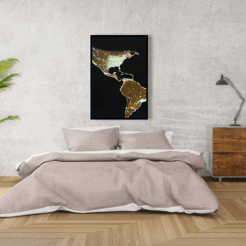 American Continent at Night Canvas | Earth & Galaxy Decor