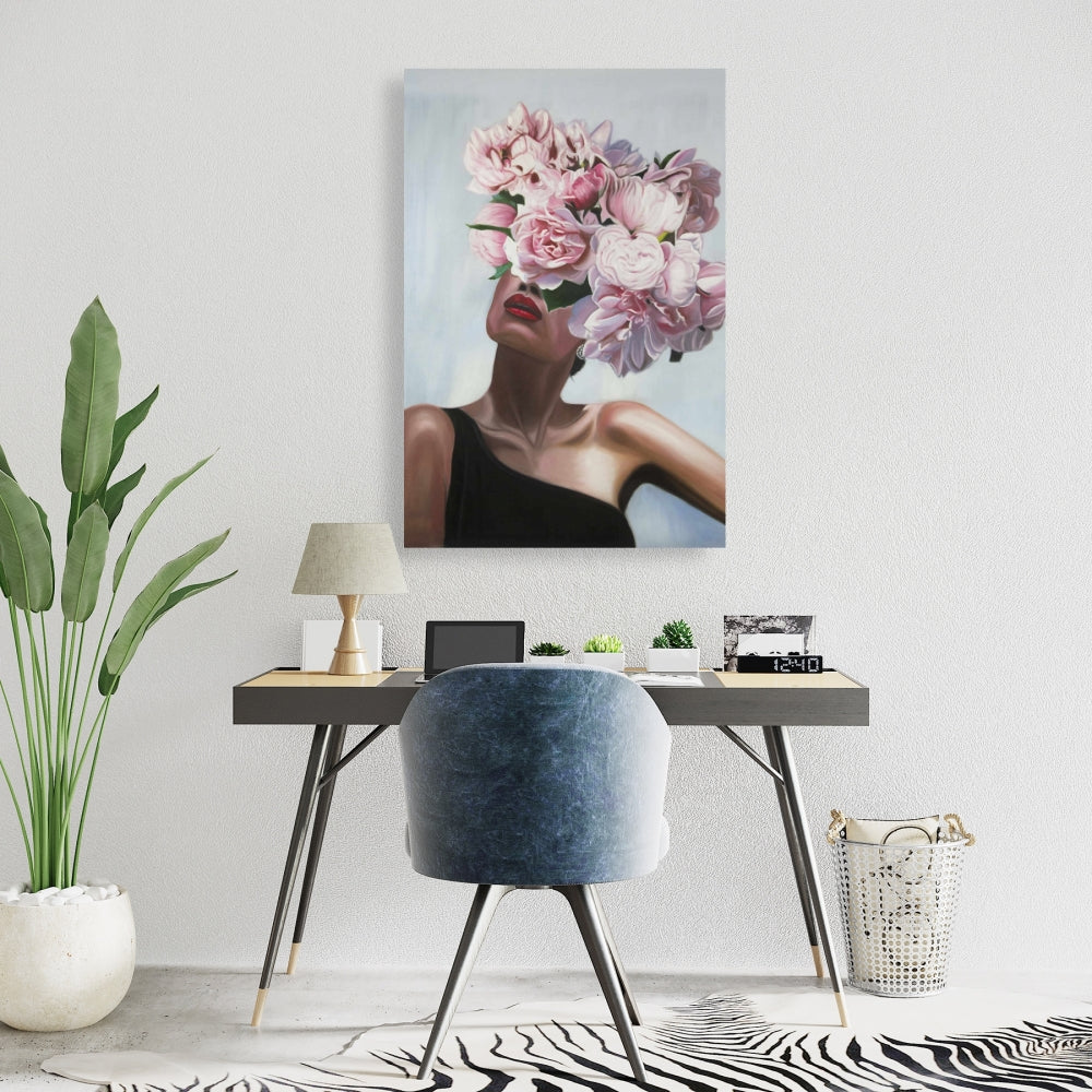 See Life in Flowers Pink Canvas | Bedroom Figurative Wall Art