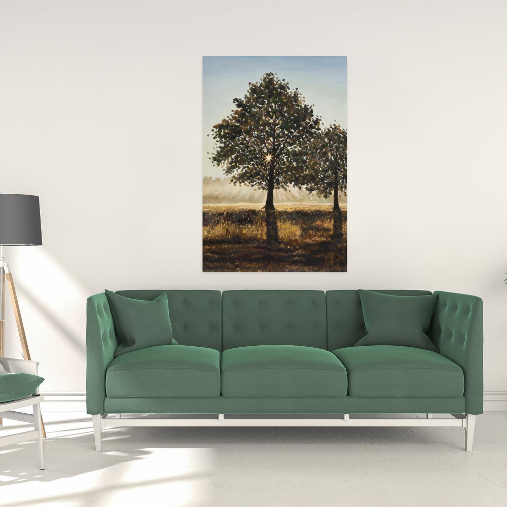 Trees in the Countryside Canvas - Rustic Living Room Decor