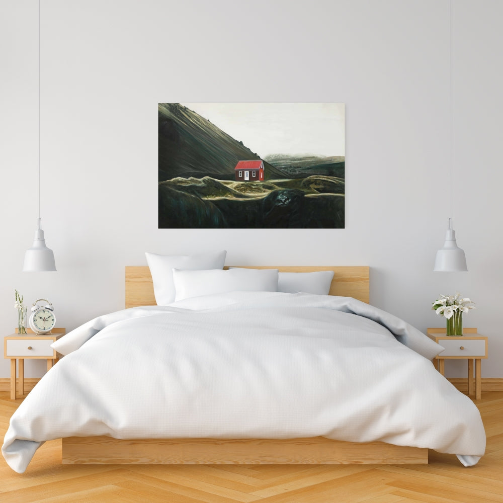 Isolated Shack Rustic Canvas - Brown Building Home Decor