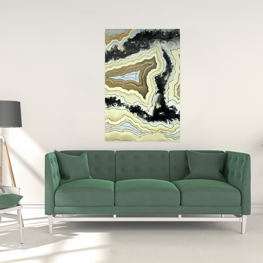 Lace Agate Abstract Canvas | Black Bathroom Home Decor