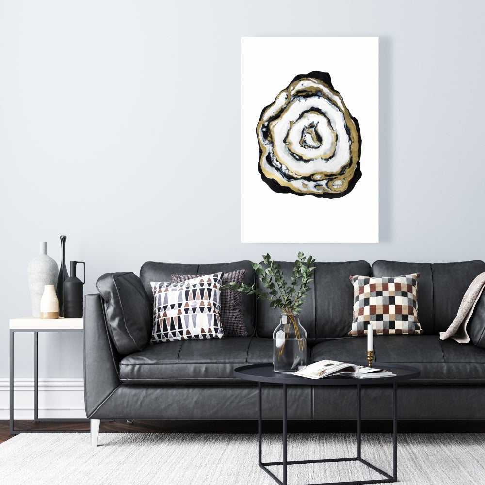 Golden Agate Black Abstract Canvas - Bedroom Home Decor Art