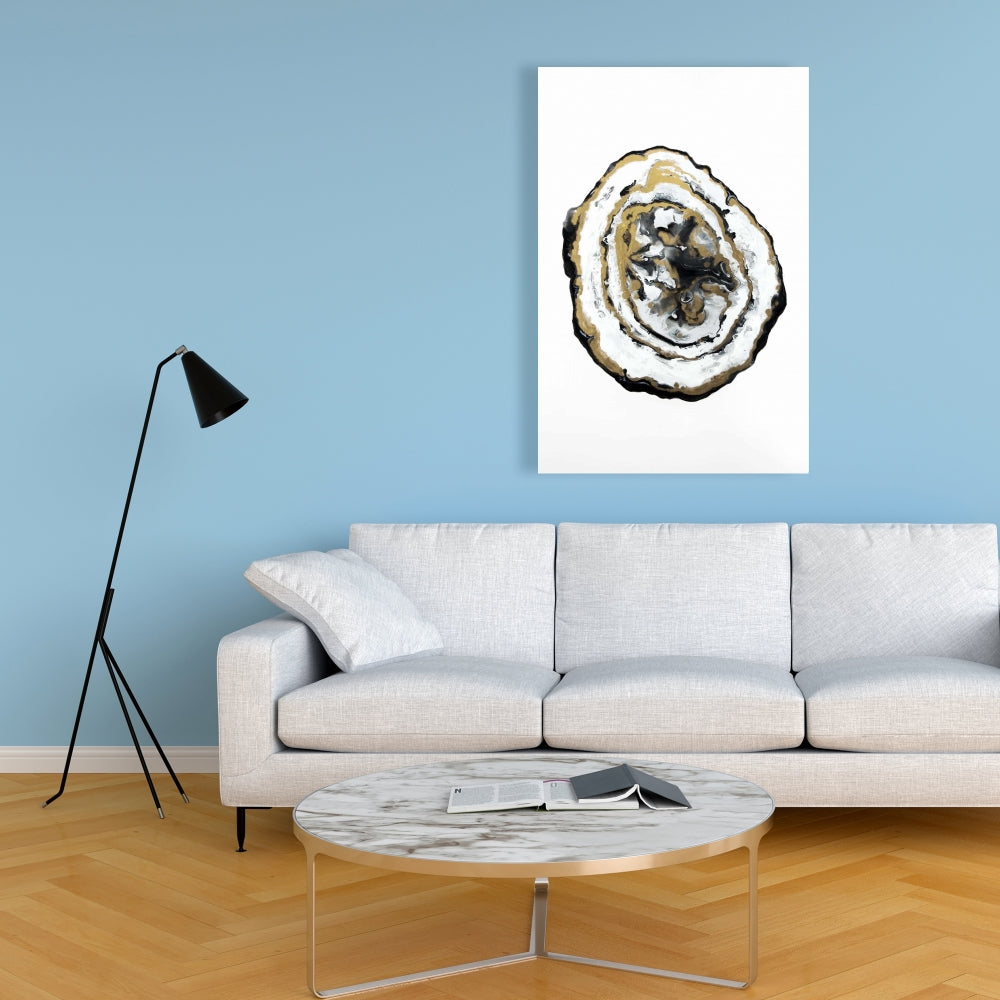Golden Geode Black Minimalist Canvas | Home Decor Art