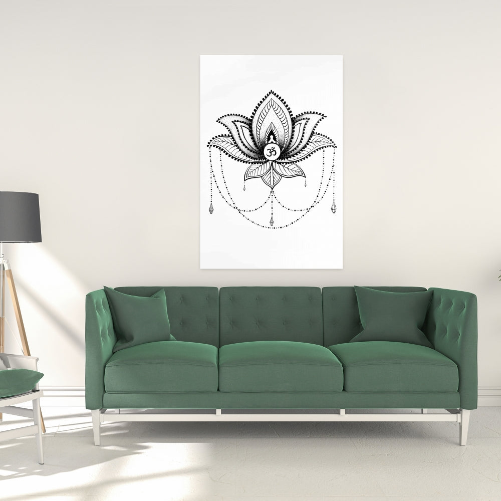 Ethnic Lotus Ornament Canvas | Spiritual Home Decor Art