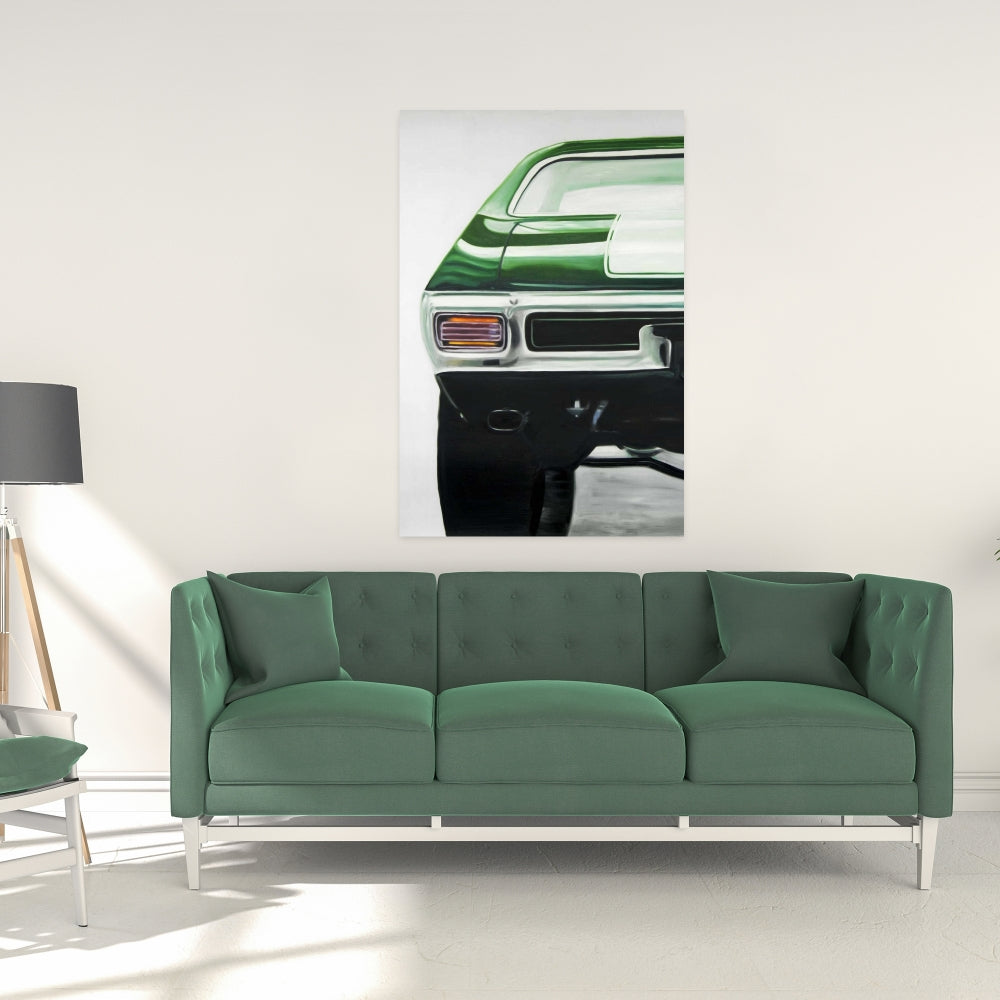 Classic Dark Green Car Canvas | Man Cave Home Decor
