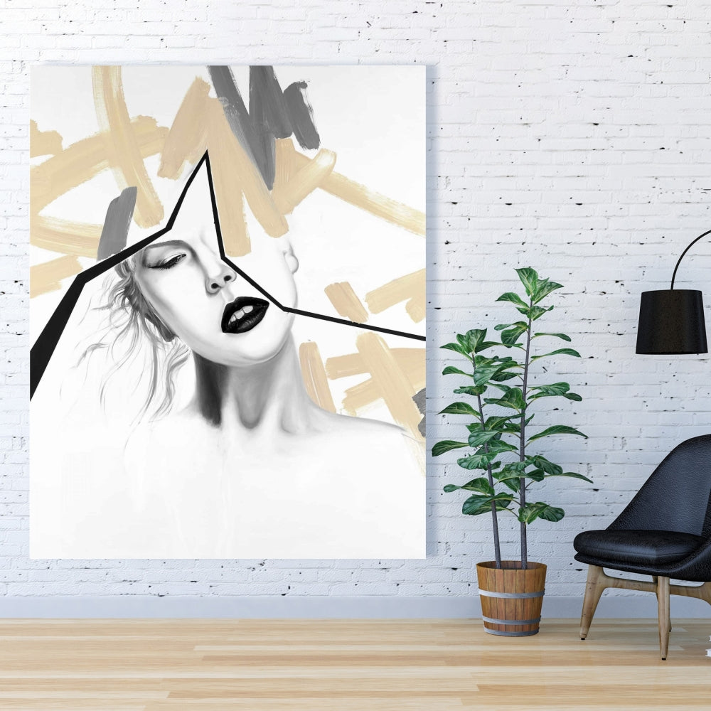 Divided Woman Canvas - Beauty Gray Bedroom Wall Art Decor