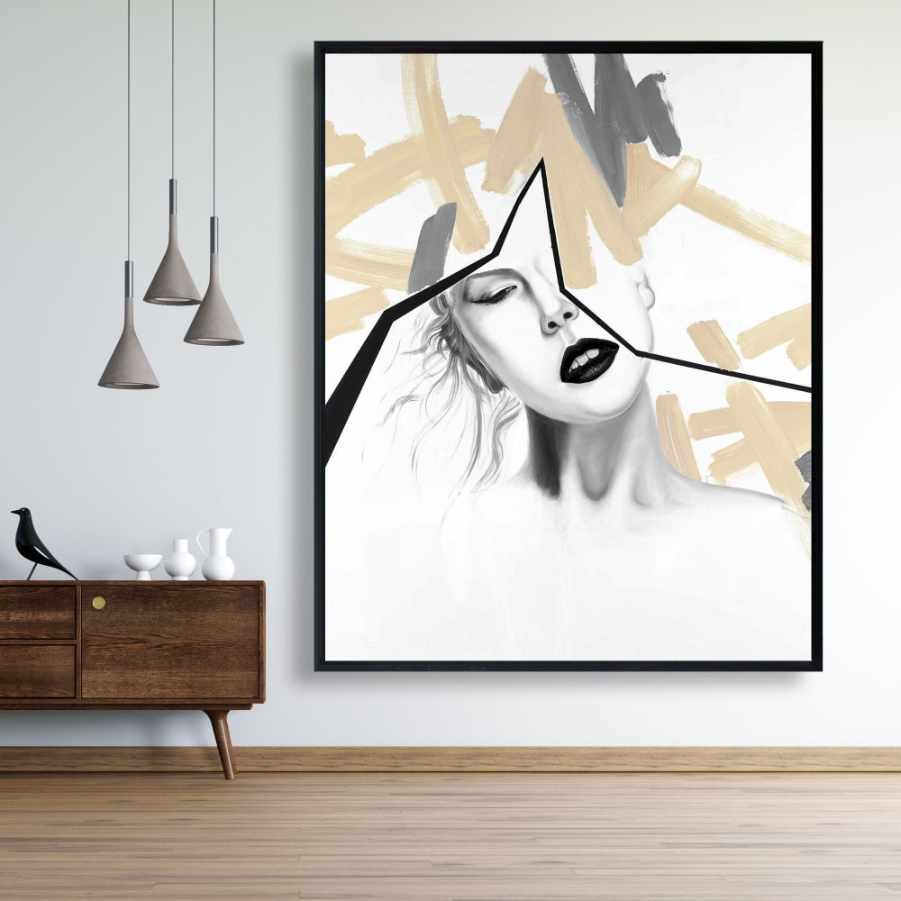 Toile encadrée moderne « Femme divisée » | Décoration de chambre