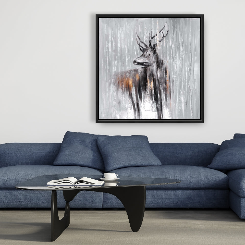 Toile encadrée « Cerf dans la forêt » | Décoration de salon animalière