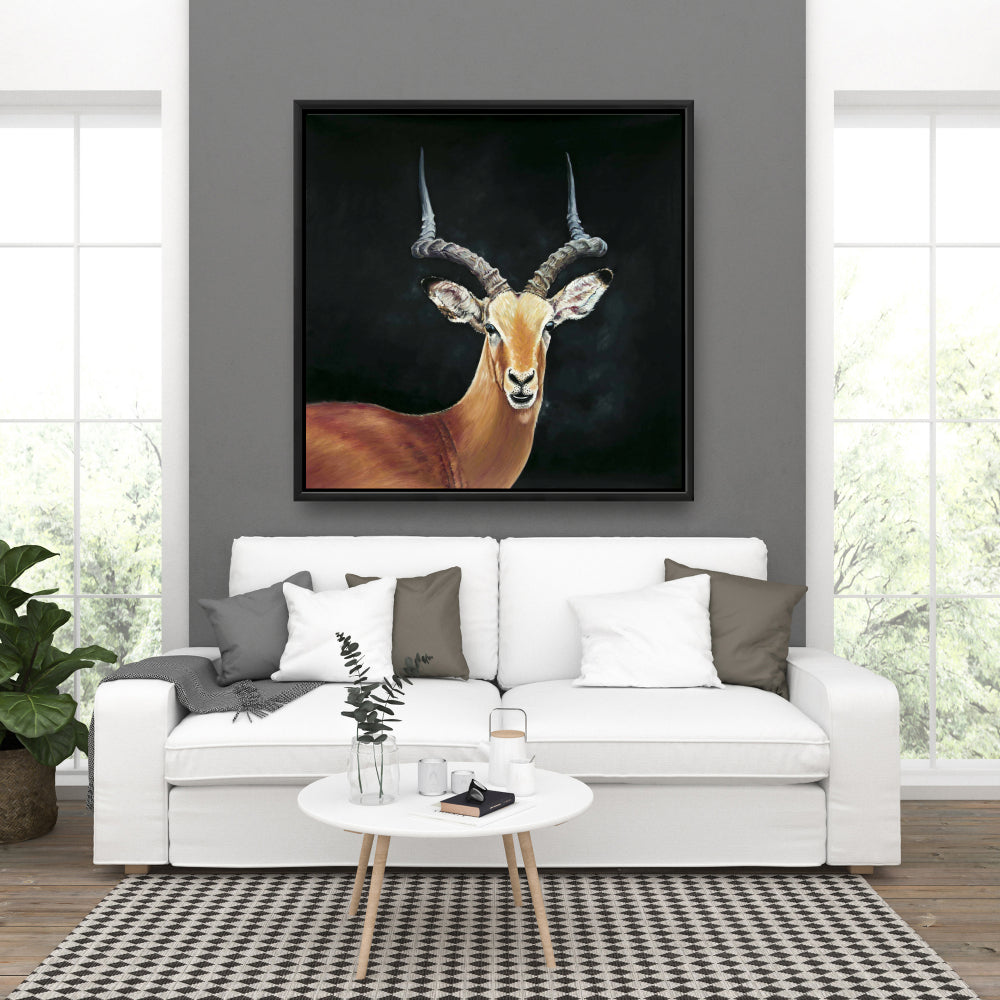 Toile rustique représentant un cerf antilope | Décoration murale encadrée