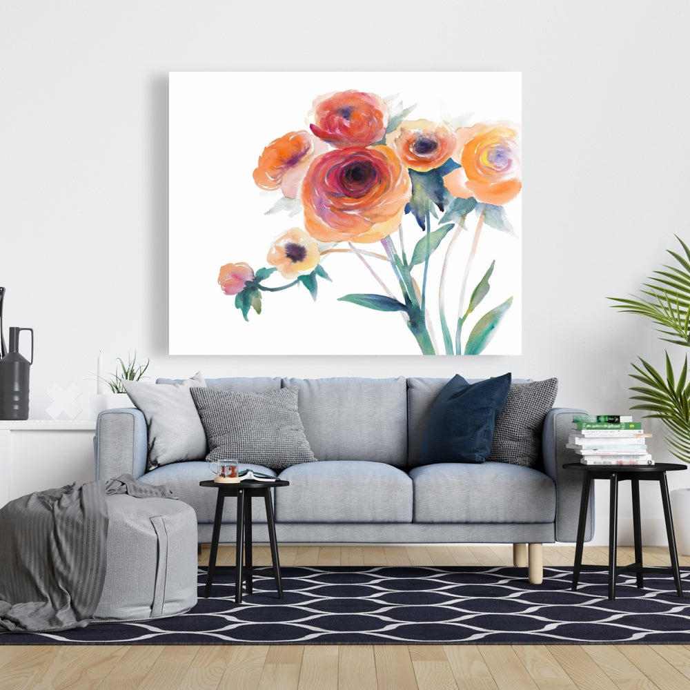 Botanical Romantic Bedroom Canvas | Watercolor Flowers Decor