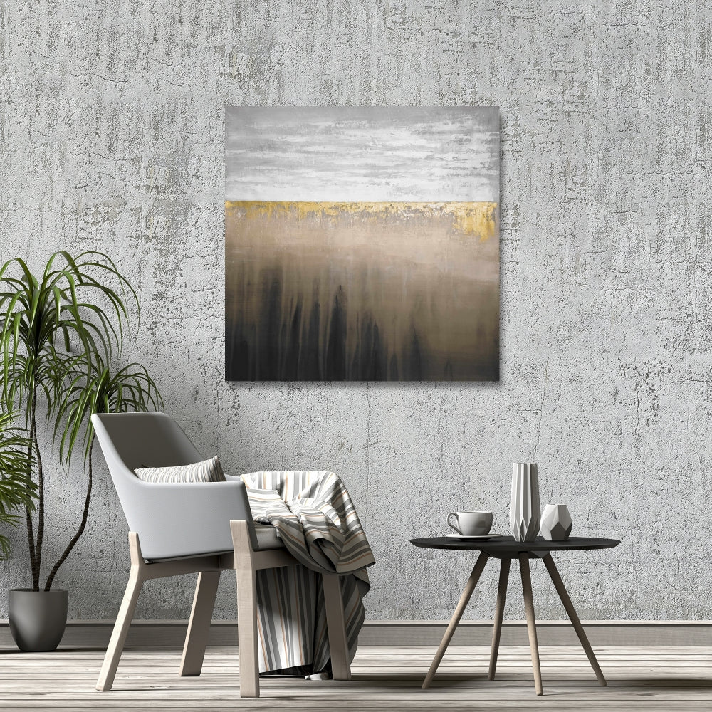 Gilding Gold Abstract Shapes Canvas | Elegant Home Decor