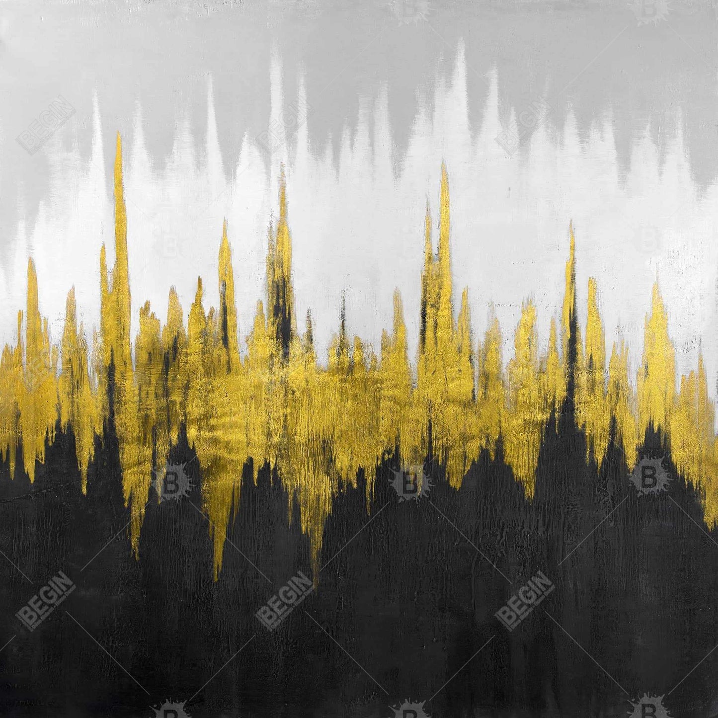 Golden Zigzag Canvas - Abstract Bedroom Wall Art Decor