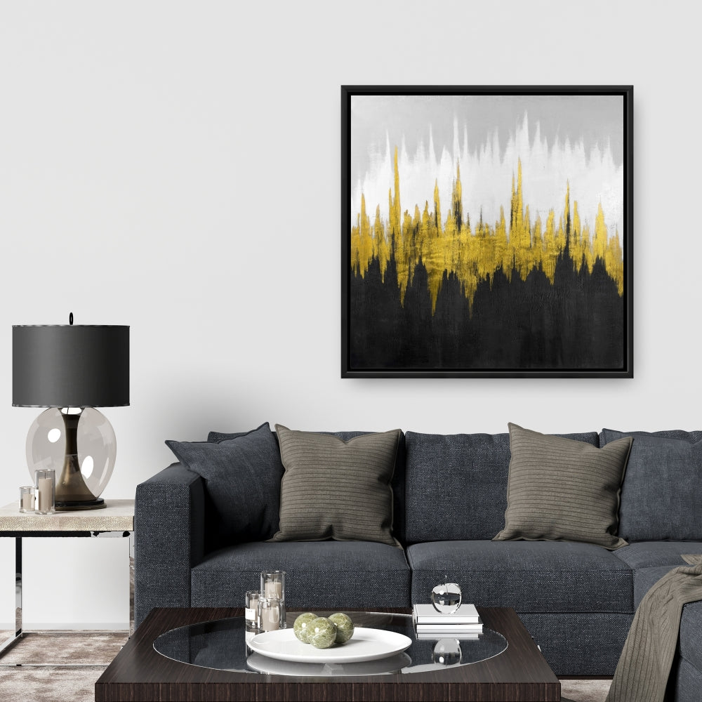 Minimalist Gray Abstract Canvas | Golden Zigzag Home Decor