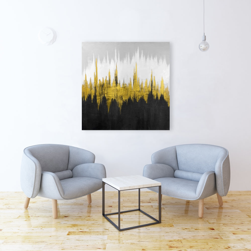 Golden Zigzag Canvas - Abstract Bedroom Wall Art Decor