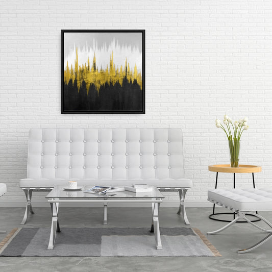 Minimalist Gray Abstract Canvas | Golden Zigzag Home Decor