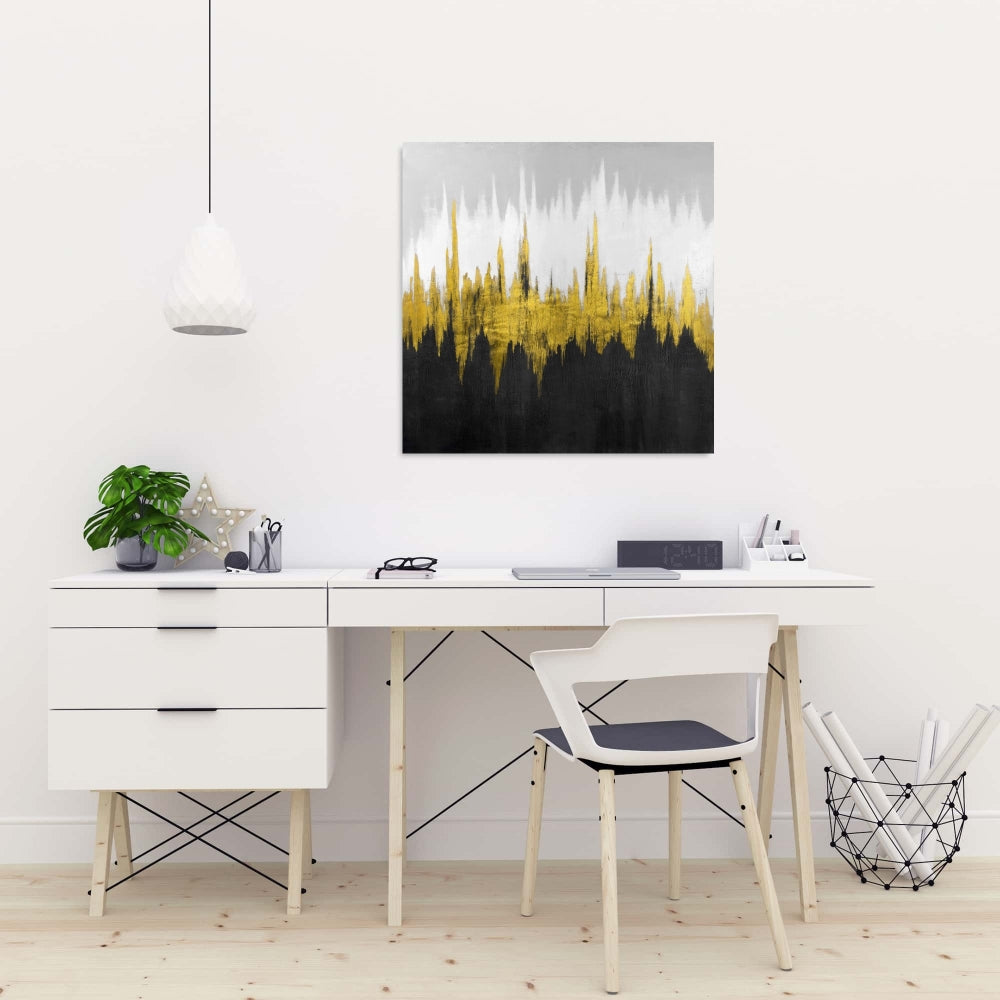 Golden Zigzag Canvas - Abstract Bedroom Wall Art Decor