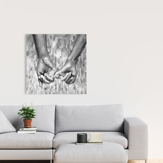 Connected Gray Woman Bedroom Canvas - Elegant Home Decor