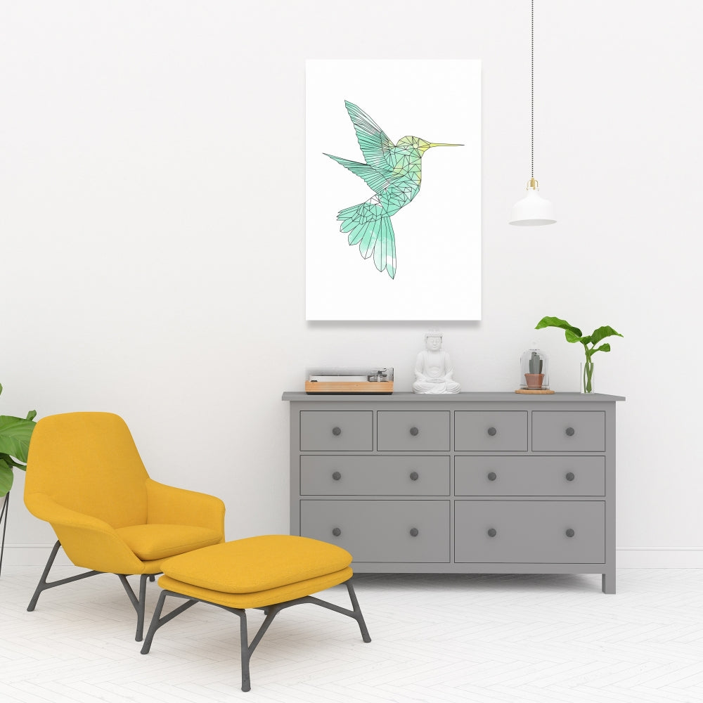 Geometric Hummingbird Canvas - Shapes Animals Home Decor