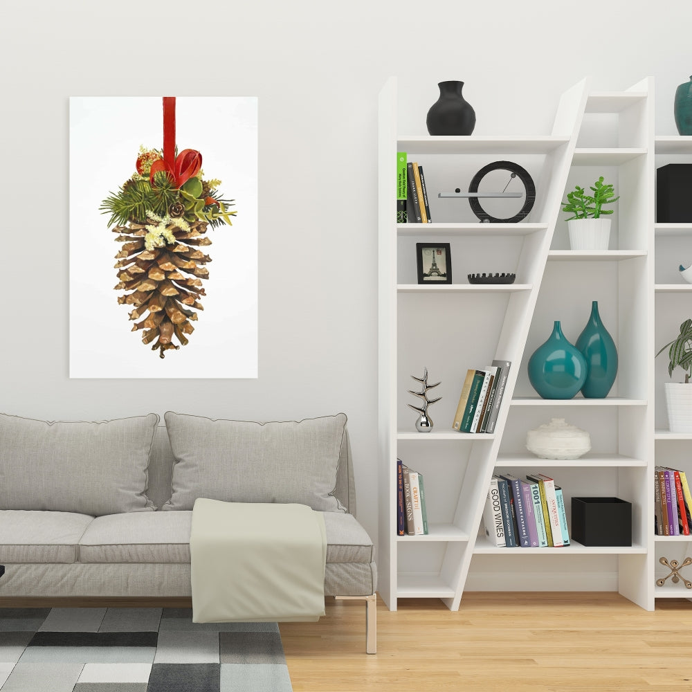 Rustic Holidays Trees Canvas - Christmas Pine Cone Decor