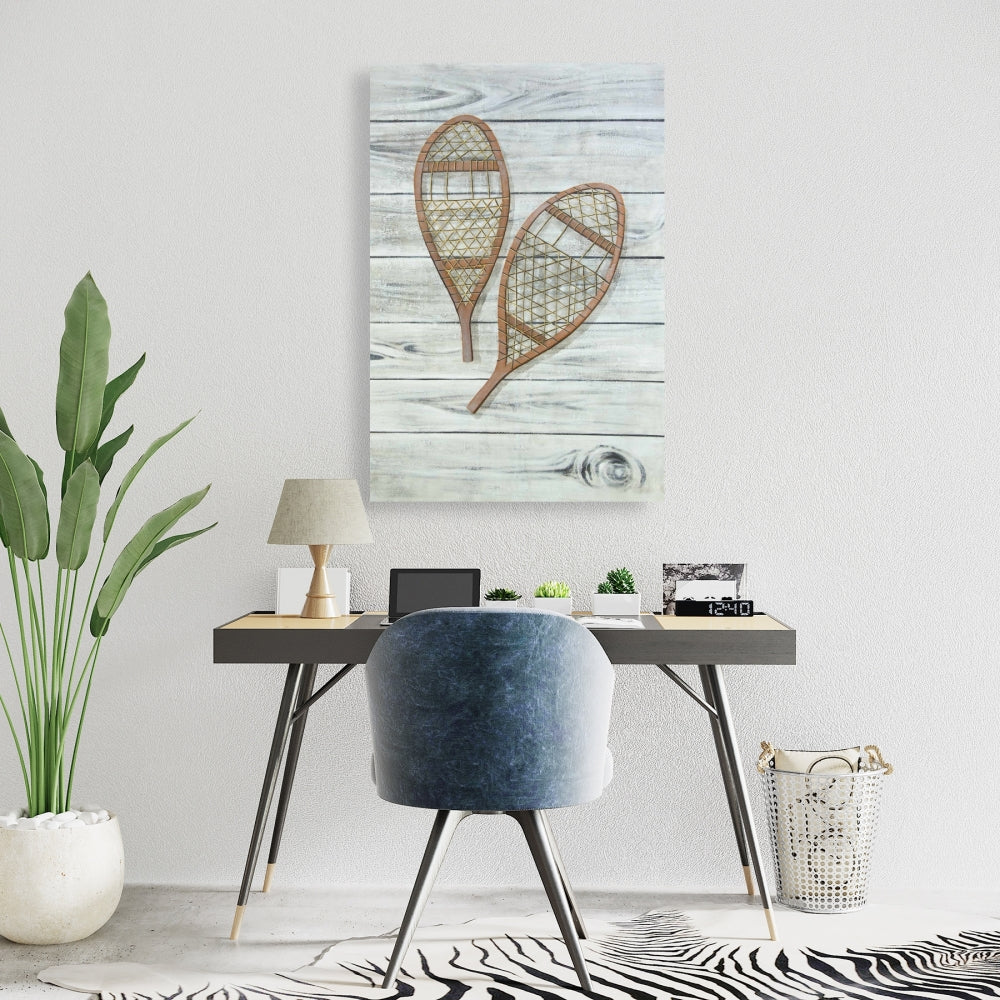 Rustic Brown Snowshoes Canvas - Perfect Living Room Decor