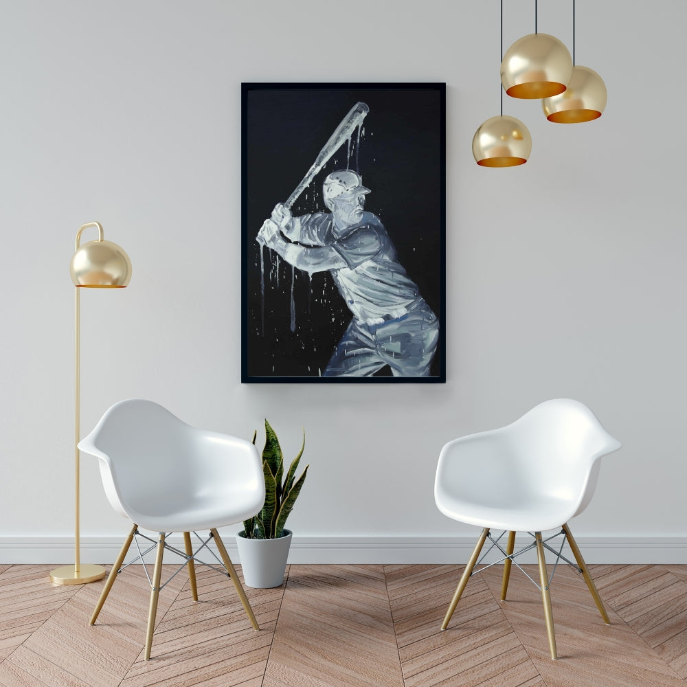 Toile encadrée « Joueur de baseball » | Décoration pour homme | Art de la maison