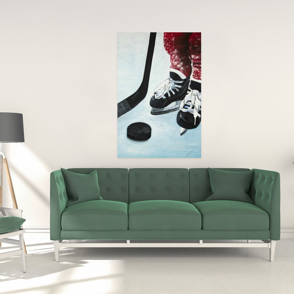 Toile Jeune joueur de hockey – Décoration de chambre sportive | Hyperréaliste