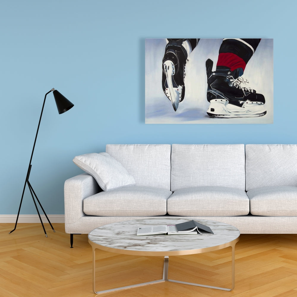 Hockey Player Man Cave Canvas - Sports Shoes Decor for Home