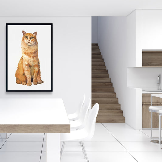 Toile encadrée orange « Chat roux » | Décoration d'intérieur pour animaux de compagnie