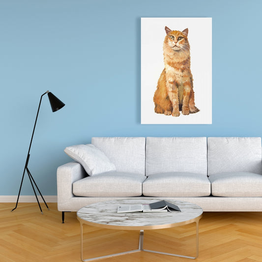 Toile orange « Chat roux » | Décoration murale pour salon