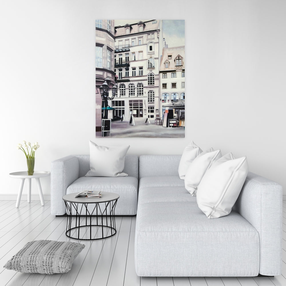 Toile « Scène de rue en Allemagne » | Décoration de chambre hyperréaliste