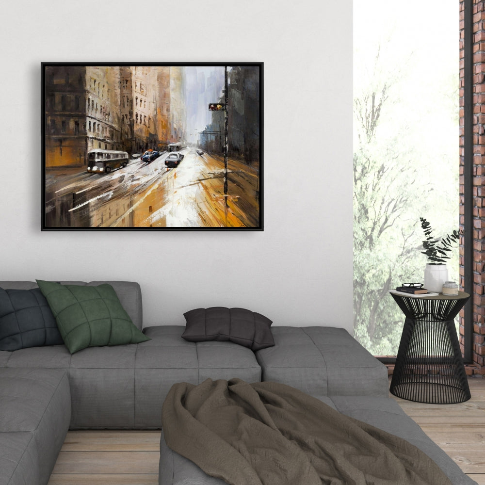 Abstract City Street Canvas | Home Decor - Brown Cities