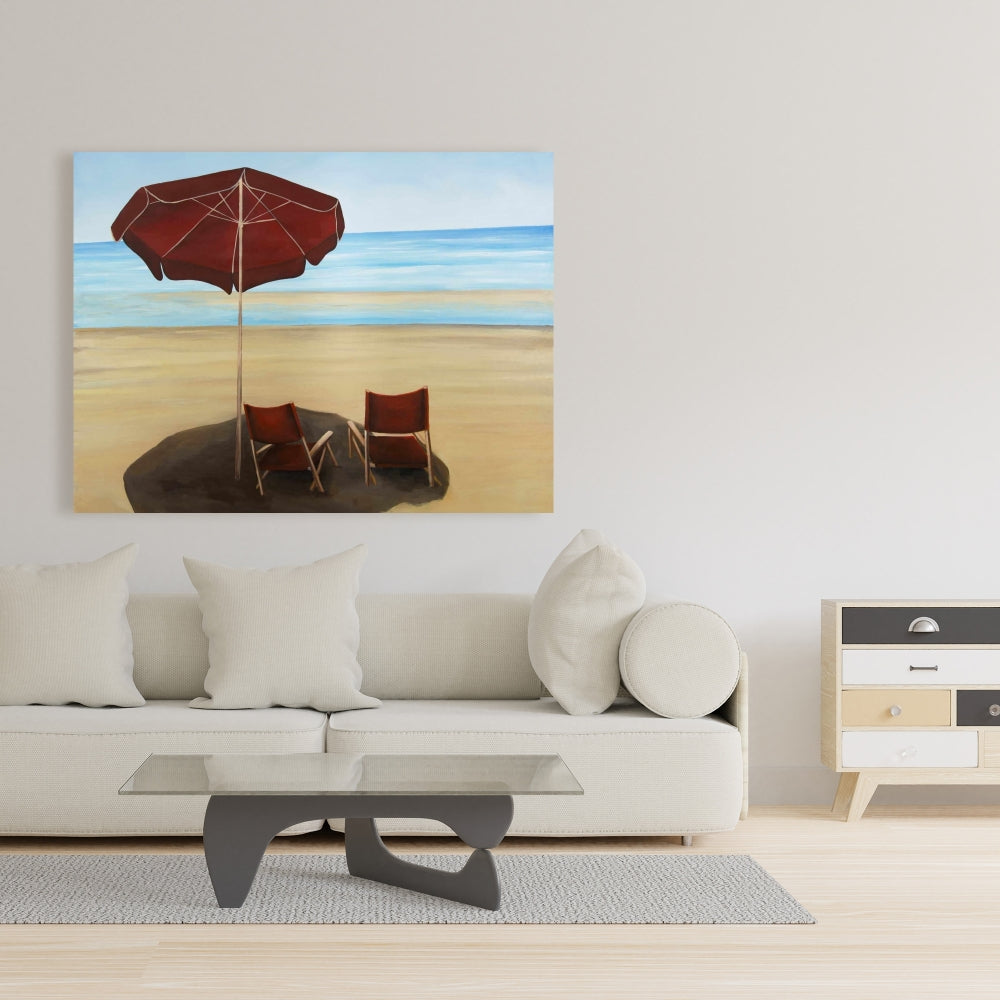 Coastal Sea Red Canvas - Relax at the Beach Home Decor