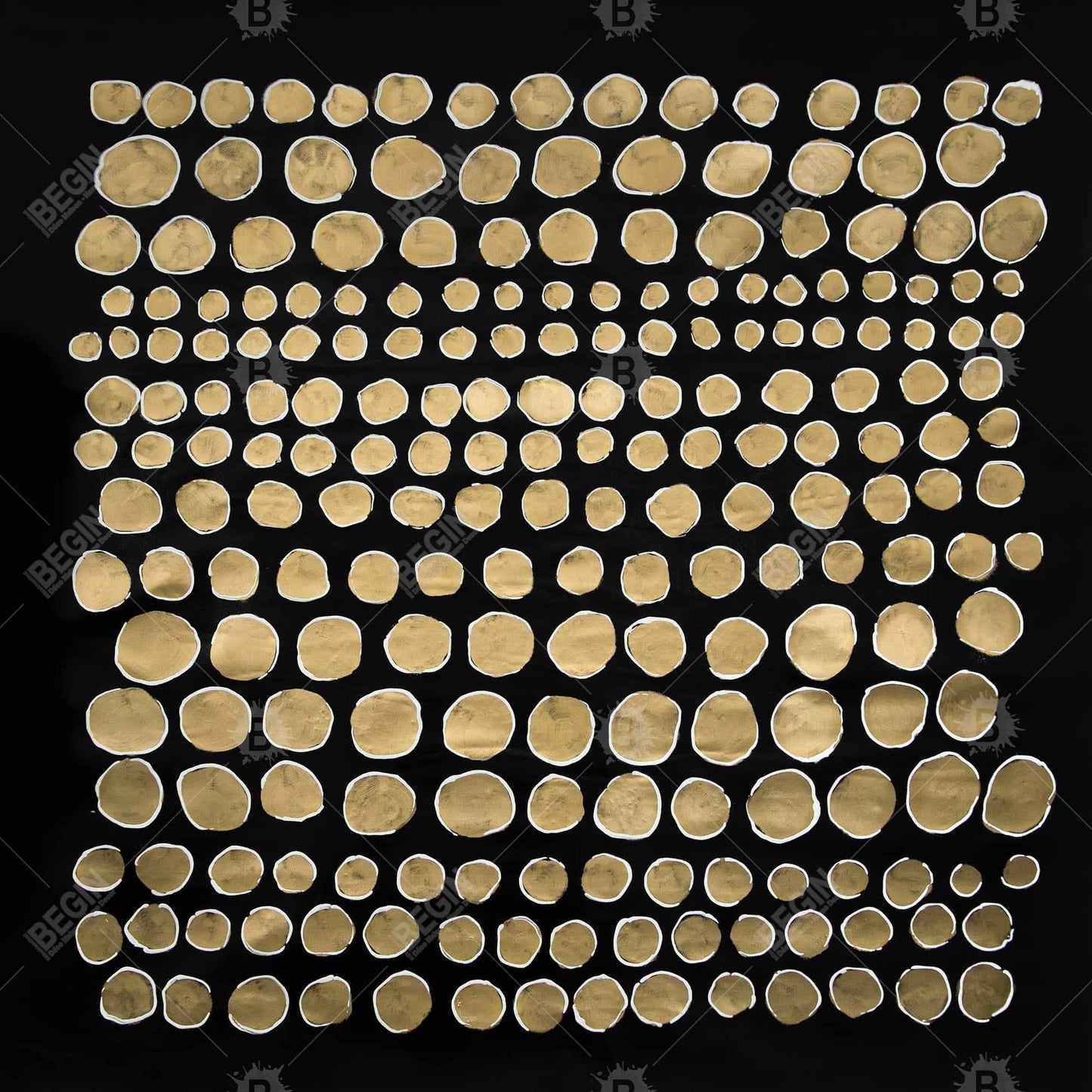 Dots on Gold Abstract Canvas | Living Room Wall Art Decor