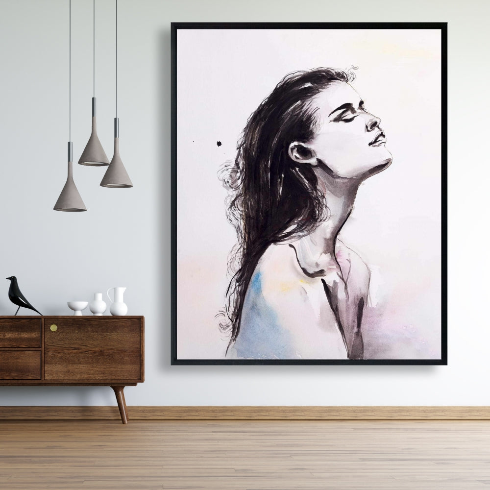 Toile encadrée violette « Peau nue » | Décoration beauté figurative