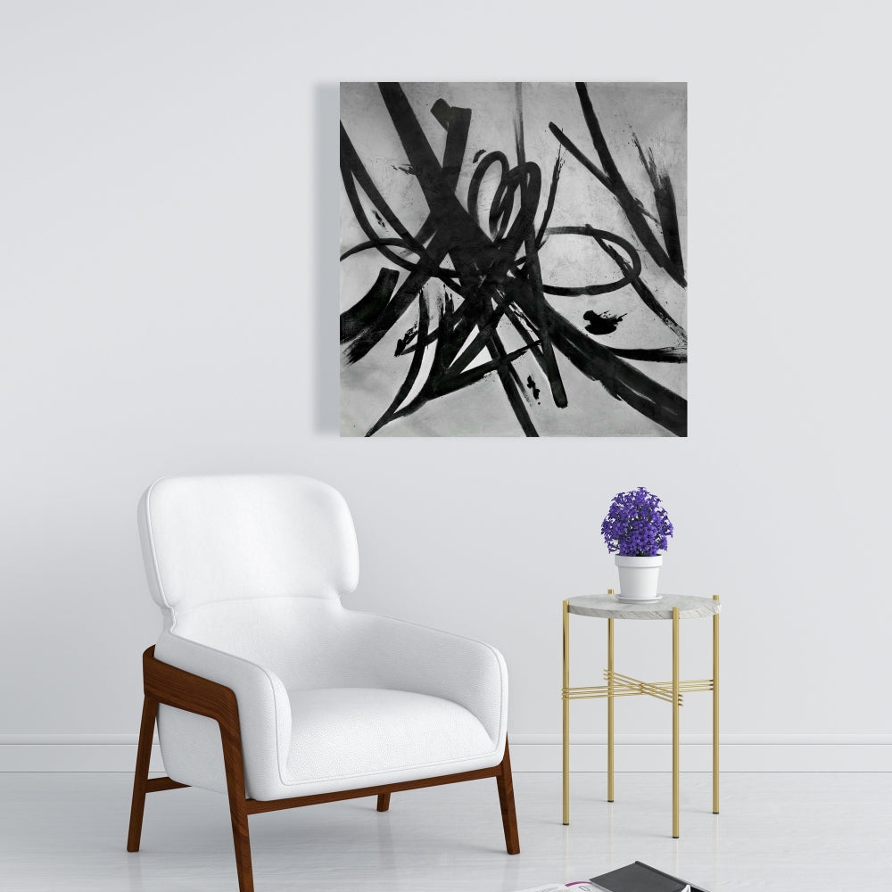 Gray Abstract Minimalist Canvas - Circular Strokes Home Decor