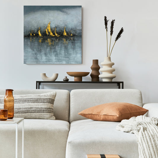 Toile abstraite « Set Sail » | Décoration murale pour chambre à coucher