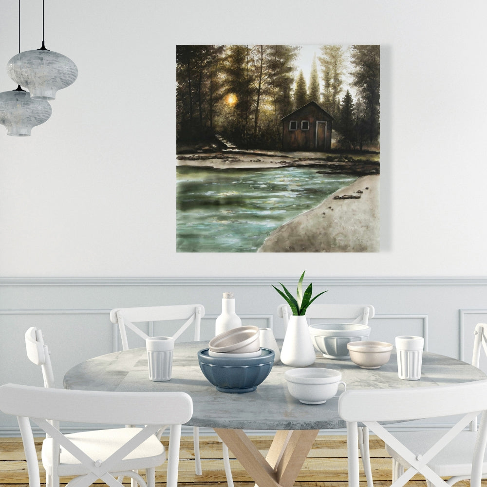 Rustic Landscapes Brown Canvas | Cabin in the Forest Decor