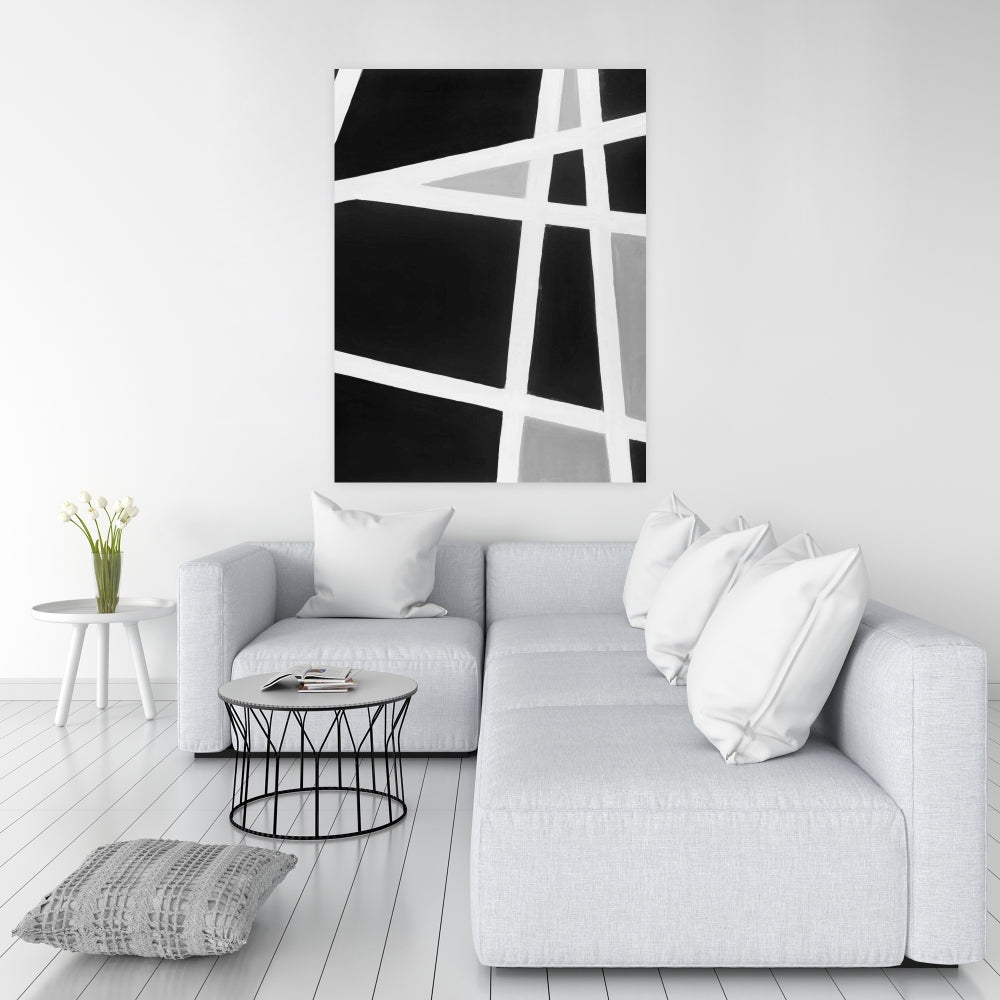 Black and White Lines Abstract Canvas | Home Decor Art