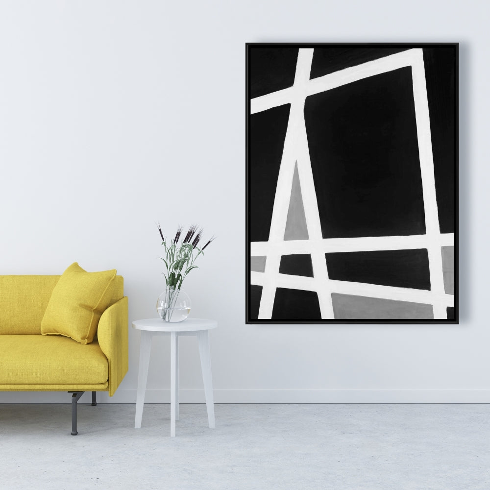Industrial White Abstract Canvas | Black and White Home Decor