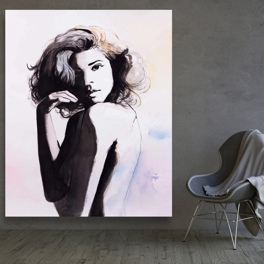 Purple Bedroom Figurative Canvas - Almost Nude Home Decor