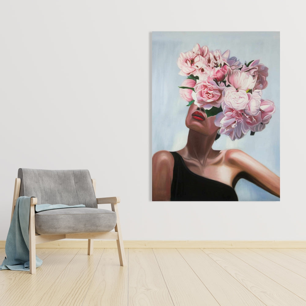 See Life in Flowers Pink Canvas | Bedroom Figurative Wall Art