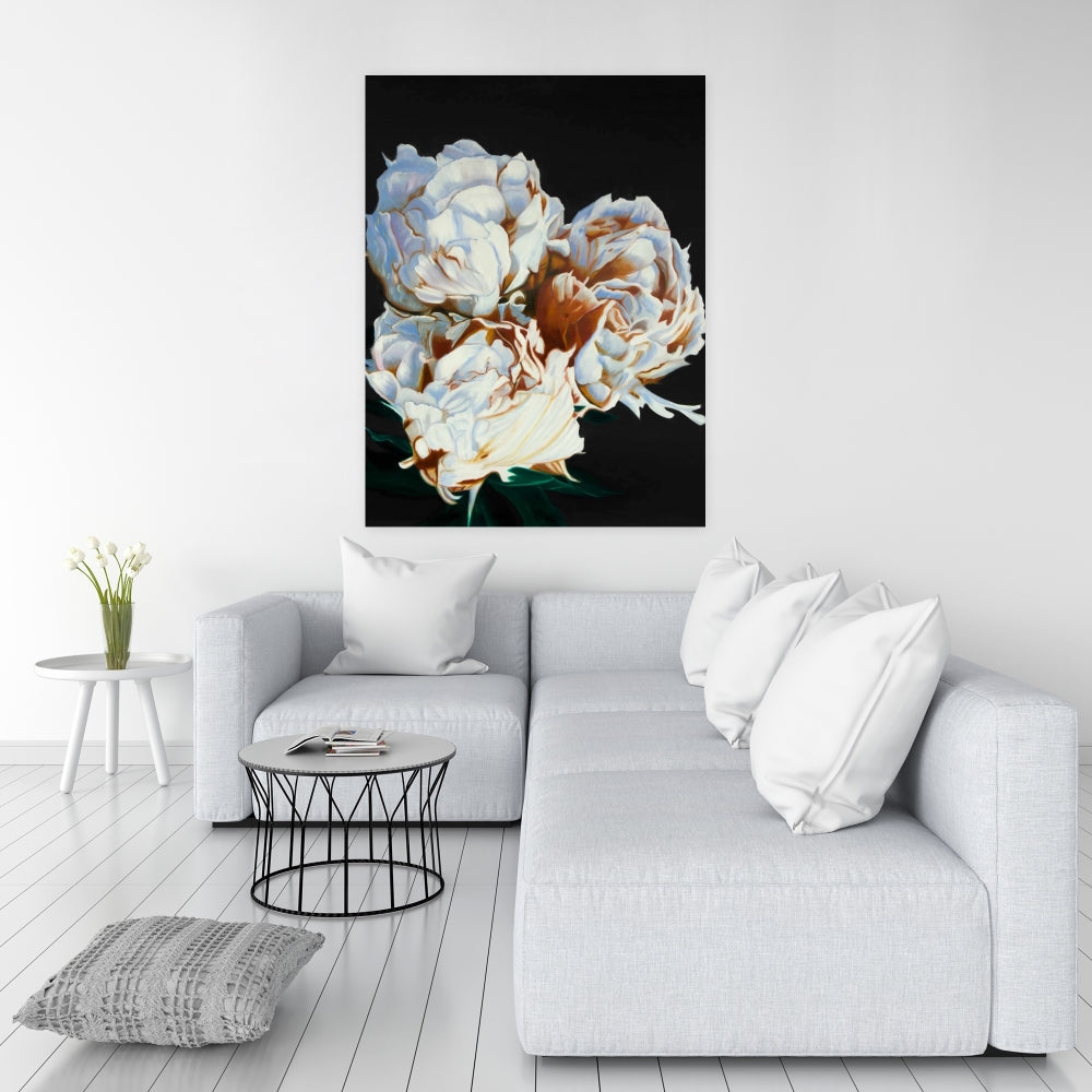 Romantic Blooming Peonies Canvas | Floral Bedroom Decor Art